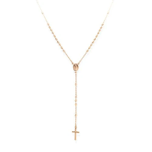 Silver Rosary necklace, Rose 18-inch