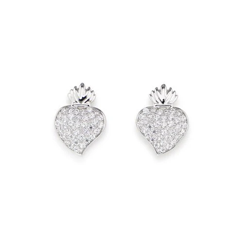Silver Heart Earrings w/ Zirconias