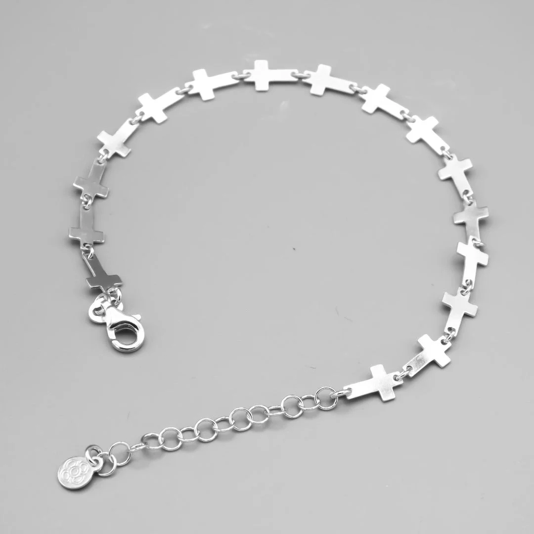 Silver Multi Cross Bracelet 7.5-inch - Image 3