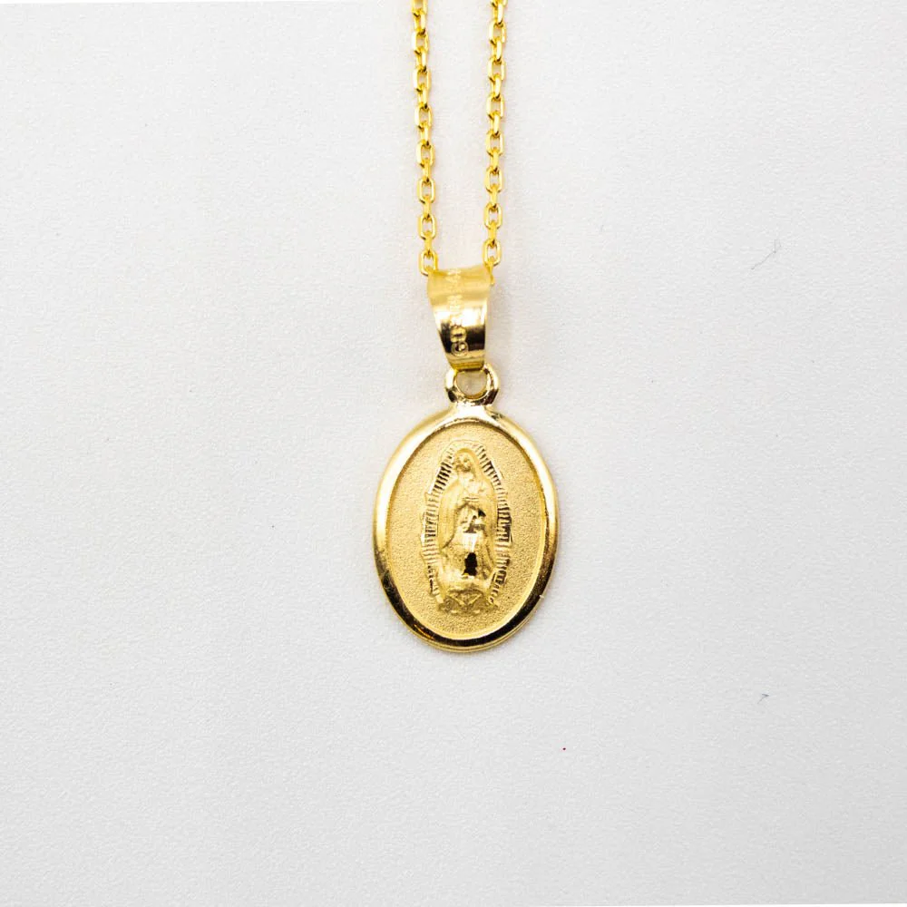 Gold Guadalupe Mini Oval Necklace 18-inch - Image 3