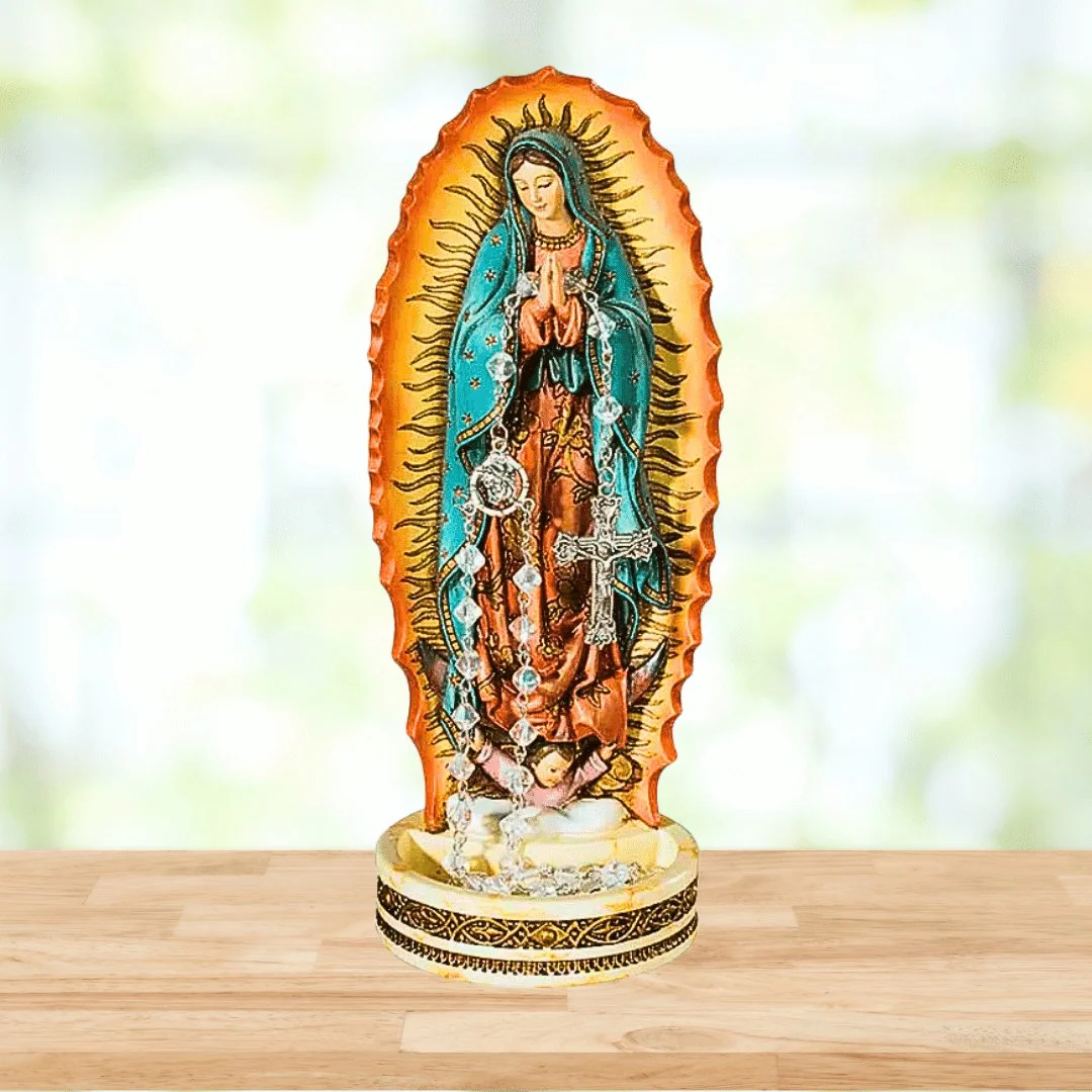 Our Lady of Guadalupe Statue and Rosary Holder 8" - Image 3