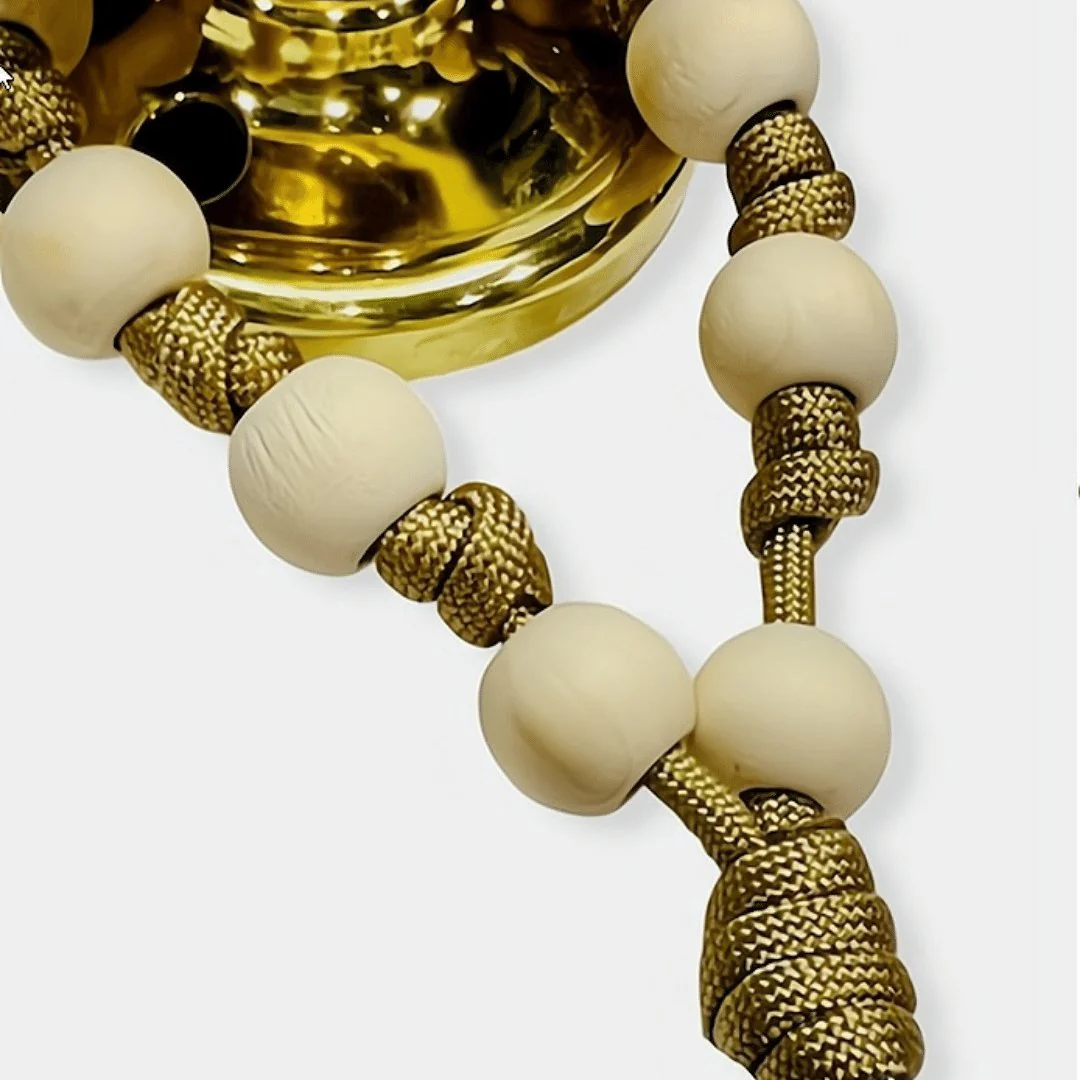 St Benedict Bead & Paracord Door Rosary, Natural Wood Beads 14" - Image 3